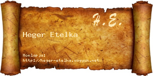 Heger Etelka névjegykártya